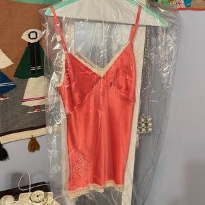 Old Navy Coral and Cream Lace Chemise